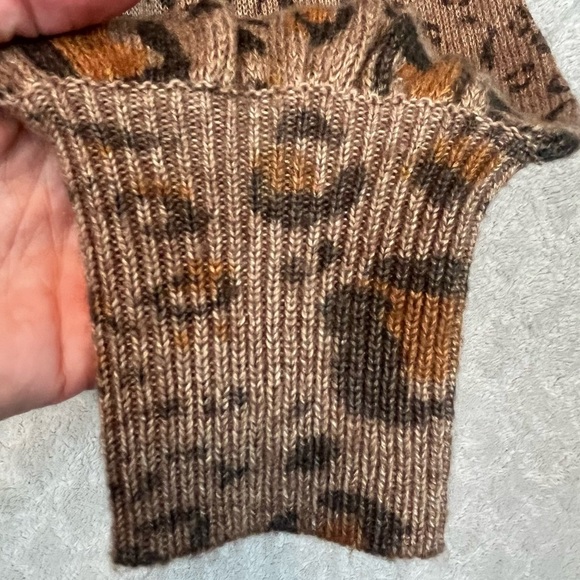 WHBM Animal Print Sweater Sz M Puff Sleeve Ribbed Mock Neck Cuffs - Picture 4 of 15